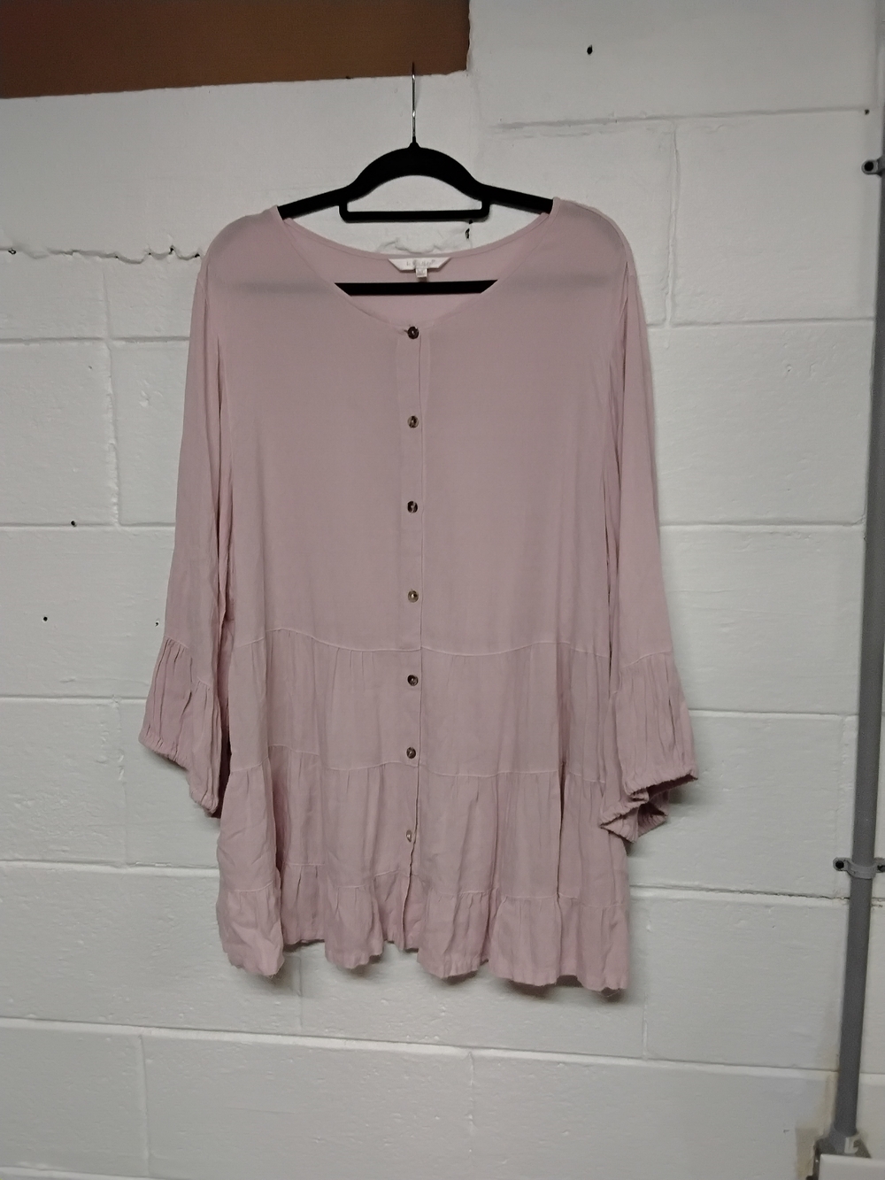 Keen Light Pink Button-Front Tiered Tunic